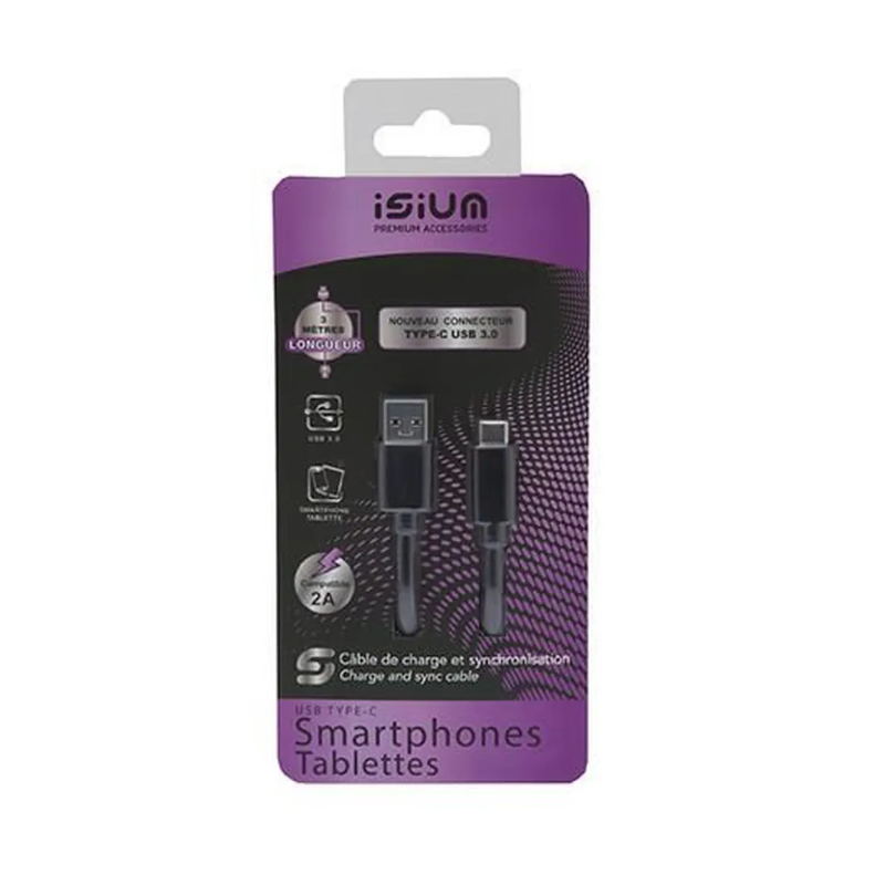 CABLE USB 3.0 A/TYPE-C MALE/MALE 3M NOIR