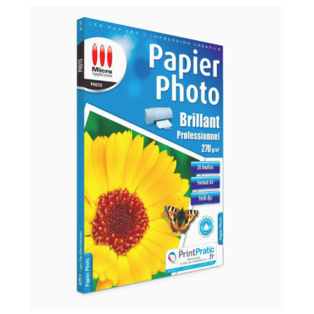 Papier photo brillant de format A4 - 20 feuilles, 270 g/m²