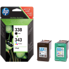 Pack cartouches d'encre HP 338 Noir + 343 Couleurs