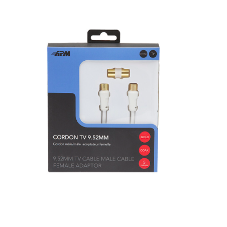 CORDON TV Mâle/Mâle 9.52MM BLANC