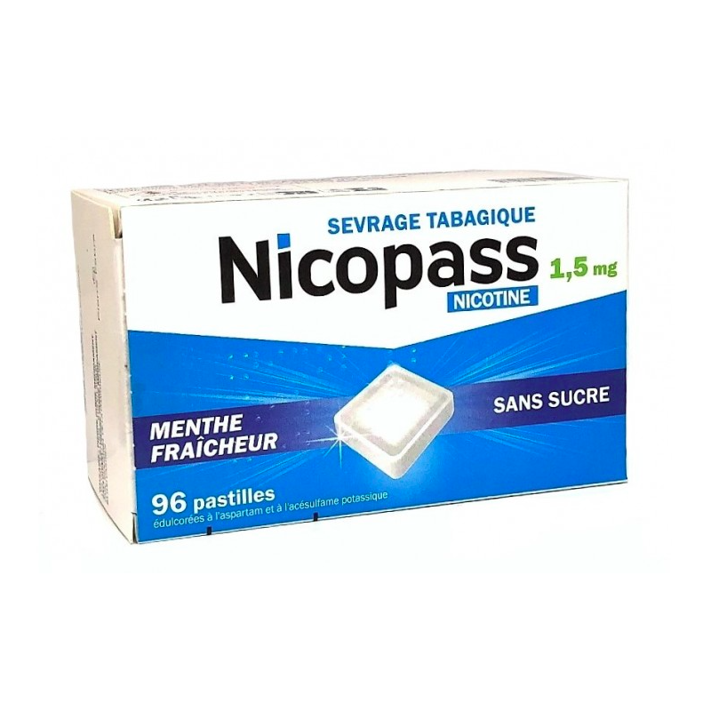 NICOPASS 1,5MG PAST SANS SUCRE MENTHE FR PLQ/96