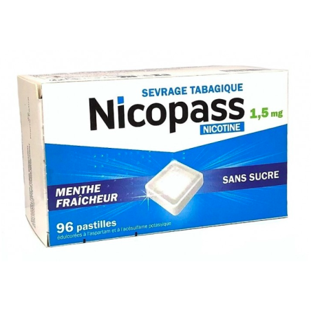 NICOPASS 1,5MG PAST SANS SUCRE MENTHE FR PLQ/96