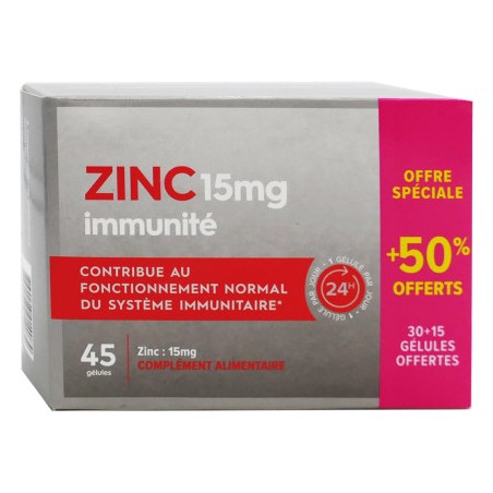 ZINC 15MG 45 GELULES