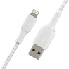 Câble USB A / Lightning - 1m - Tressé Blanc - Belkin