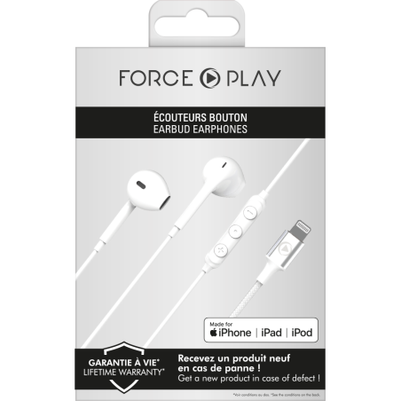 Écouteurs Lightning - Avec Micro - Renforcée Blanc - Bigben