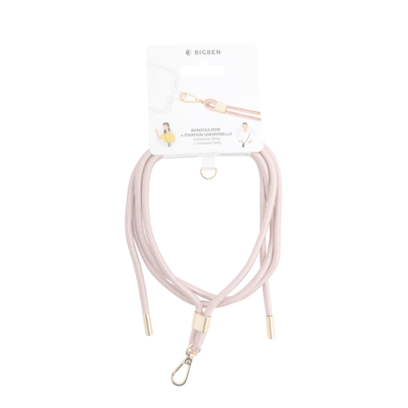 Bandoulière Téléphone Universelle - Cordon Rose avec Détail Gold - Bigben Connected