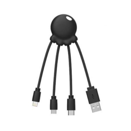 Câble 3 en 1 Octopus USB A/Micro USB, USB C, Lightning - 01m - Noir - XOOPAR