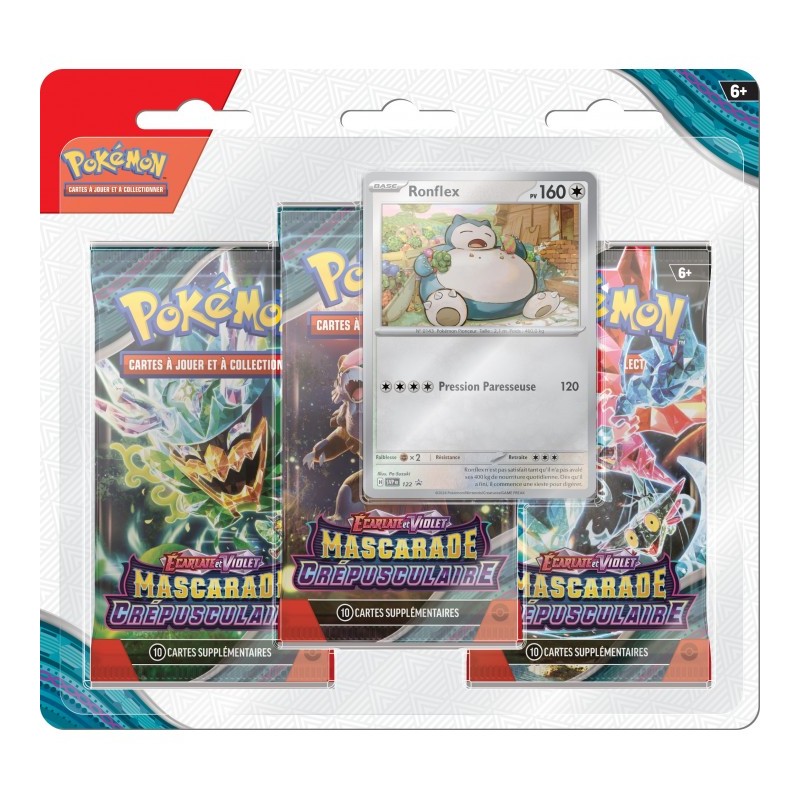 POKEMON : PACKS 3 BOOSTERS POKEMON MASCARADE CREPUSCULAIRE ECARLATE ET VIOLET 6