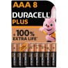 Lot de 8 piles Alcalines AAA/LR3 1,5V MN2400 Plus - DURACELL